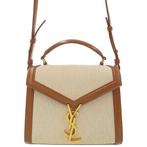 Saint Laurent Cassandra top handle bag natural brown leather trim